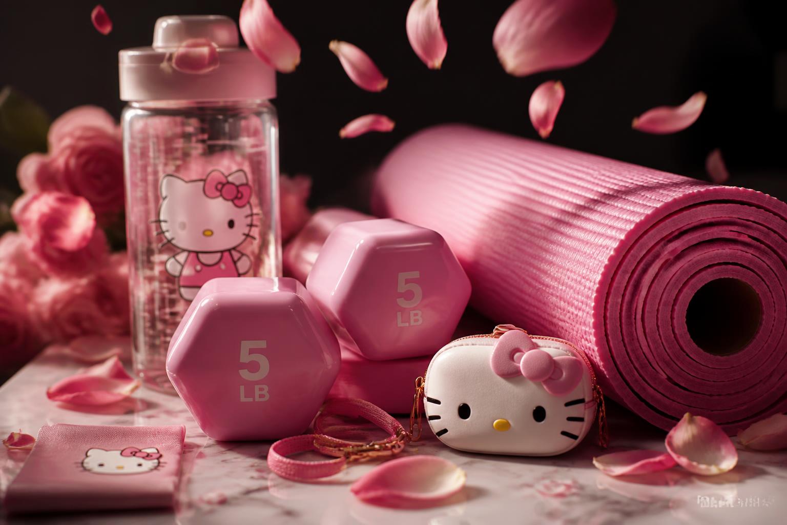 Pink dumbbells and gear